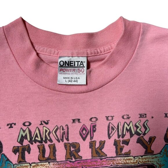 90s vintage Baton Rouge Turkey Trot Race T-shirt Single Stitch Charity Run. - Picture 5 of 6